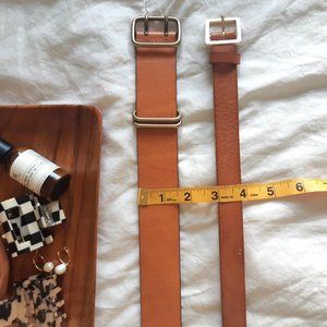 Massimo Dutti and Oak & Fort - Tan leather belts